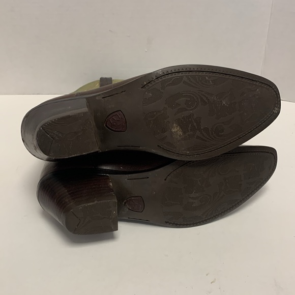 Ariat Women’s Cowboy Boots 9B Green Uppers Brown Leather - Picture 6 of 12